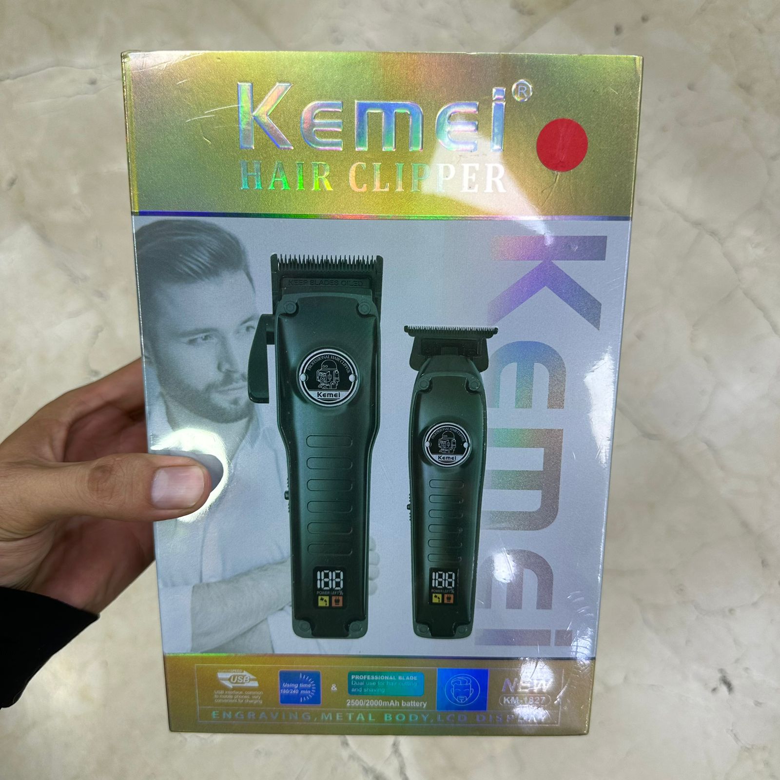 COMBO PELUQUERA Y PATILLERA  KEMEI 1827